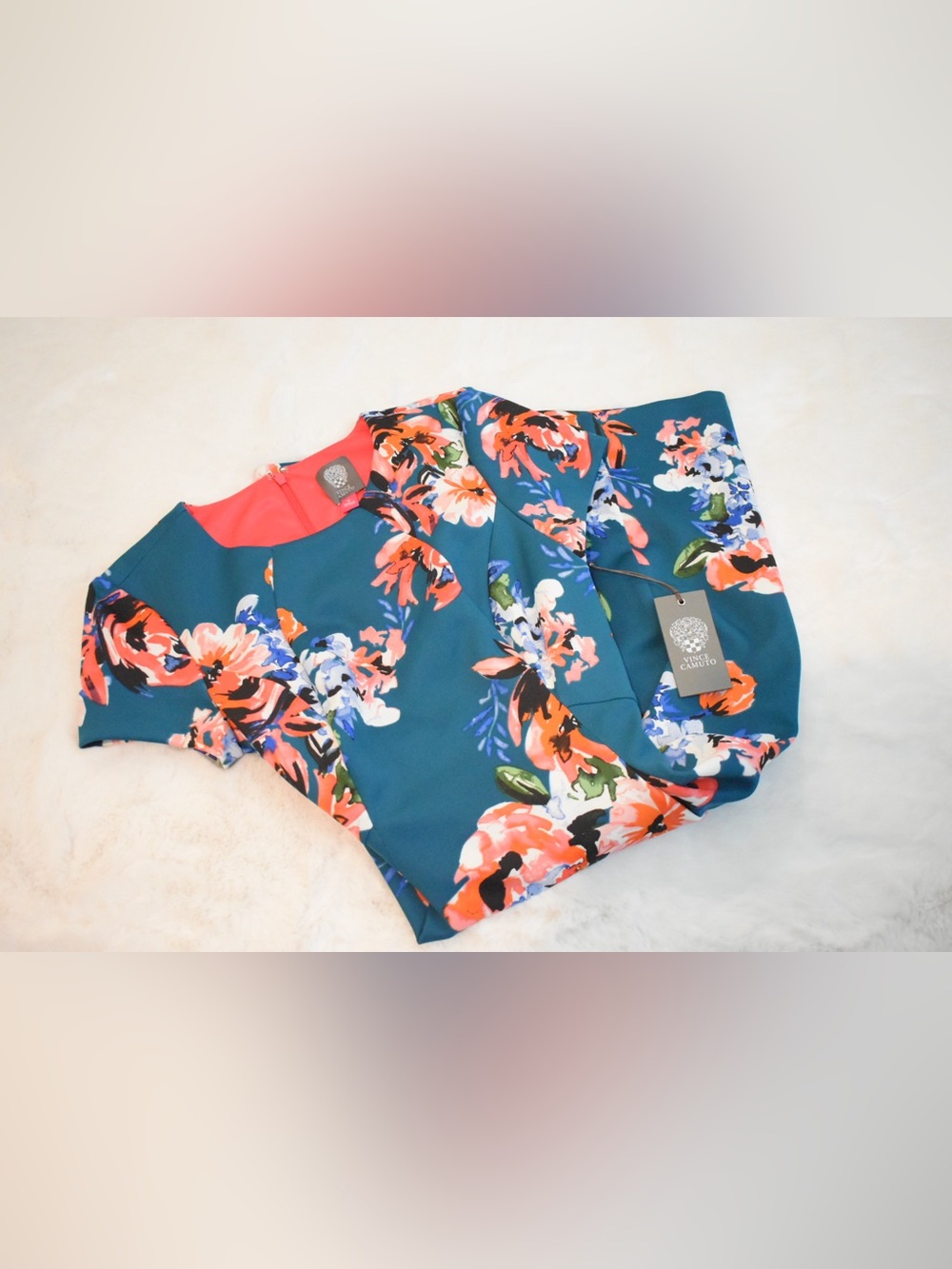 NWT Retail $148 Vince Camuto Blue Floral Women’s A-Line Shift Dress, size 6